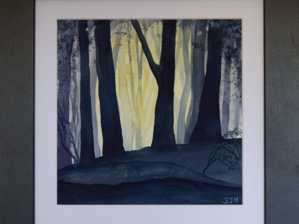 DSC_0007 Trees in the Mist, original watercolour, mounted and framed