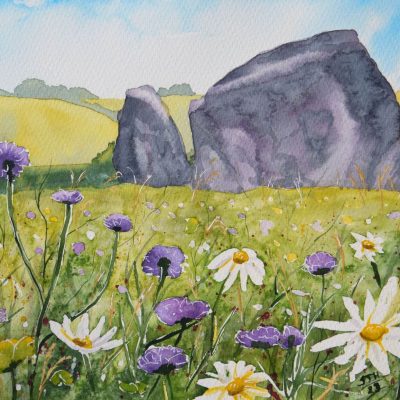 Adam and Eve Stones Adam and Eve Stones with Wild Flowers, giclée print on paper