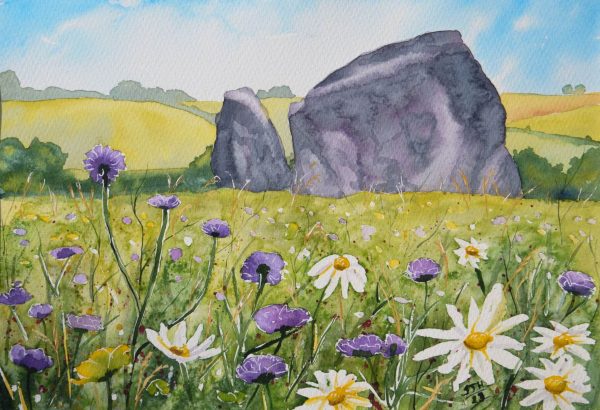 Adam and Eve Stones Adam and Eve Stones with Wild Flowers, giclée print on paper