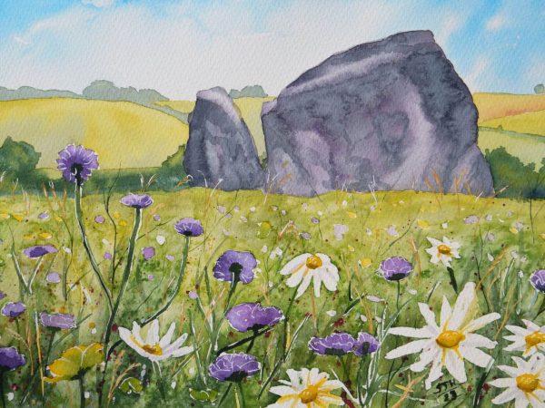 Adam and Eve Stones Adam and Eve Stones with Wild Flowers, giclée print on paper
