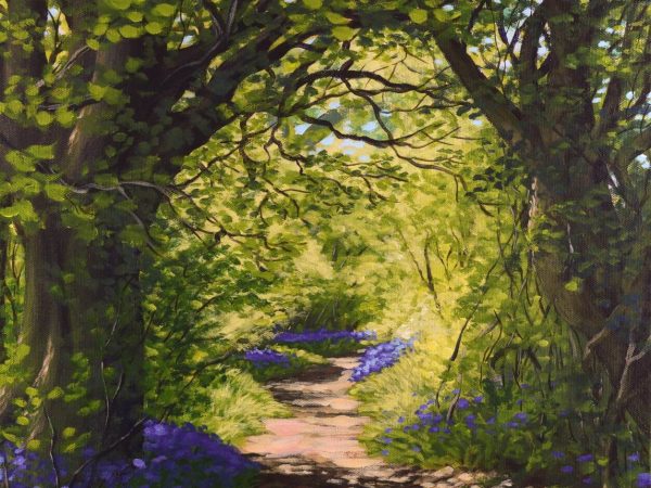 Bluebells in West Woods, Wiltshire, giclée print on paper or stretched canvas