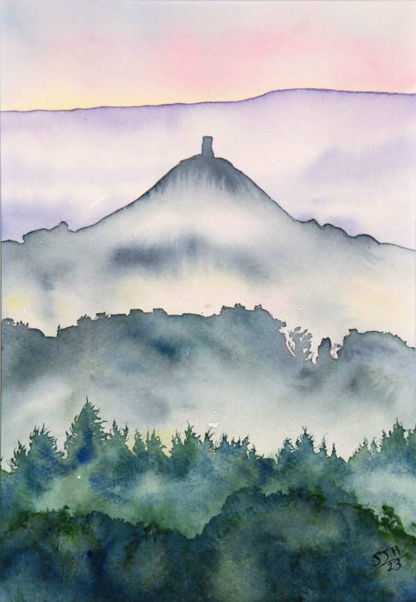 Glastonbury Tor Glastonbury Tor in the Mist, giclée print on paper
