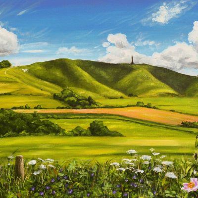 Springtime at Cherhill Down Cherhill Down in Spring, giclée print on paper or stretched canvas