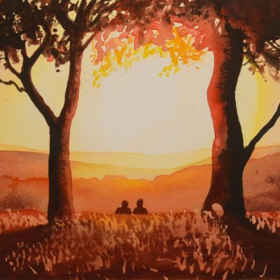 Summer Sunset Hot Summer Night at Oliver's Castle, giclée print on paper