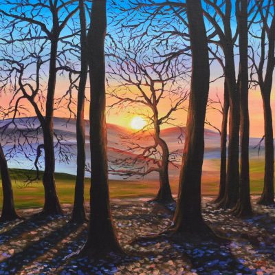 Winter Sunrise Frosty Sunrise at Furze Knoll, giclée print on paper or stretched canvas