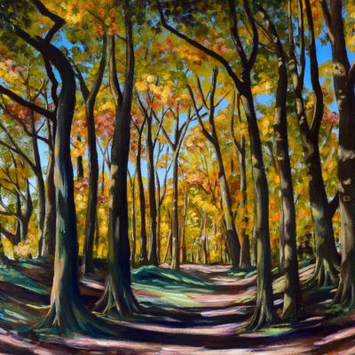 Woodland Walk Knoll Down in Autumn, giclée print on paper or stretched canvas