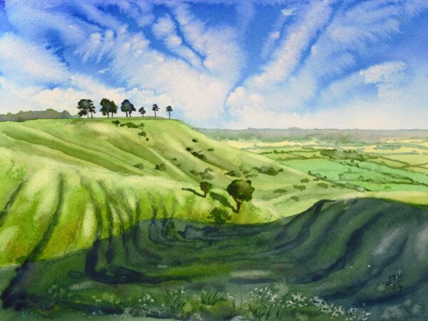 Cirrus Clouds at Roundway Down, giclée print on paper