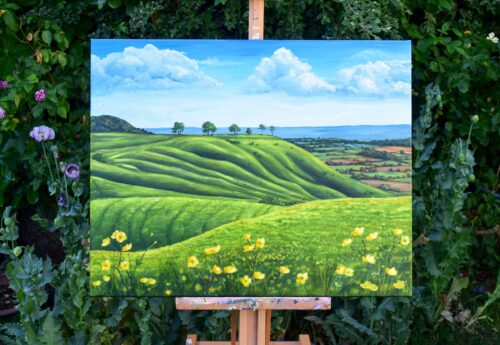 DSC_0001 Spring at Roundway Down, Wiltshire, original acrylic on stretched canvas
