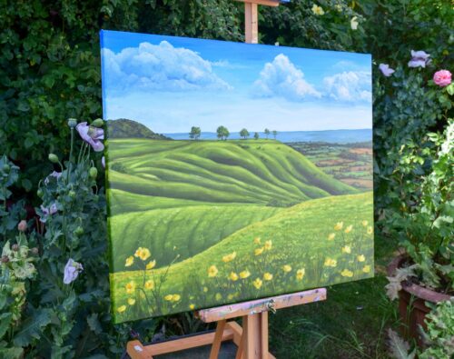 DSC_0002 Spring at Roundway Down, Wiltshire, original acrylic on stretched canvas