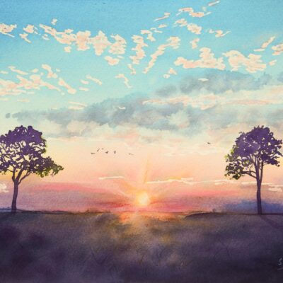 DSC_0003-1 Summer Solstice Sunset at Roundway Down, giclée print on paper