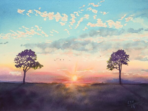 DSC_0003-1 Summer Solstice Sunset at Roundway Down, giclée print on paper