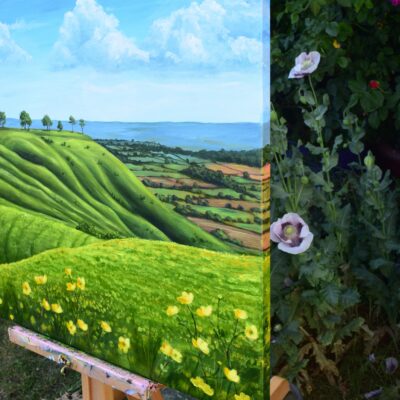 DSC_0005 Spring at Roundway Down, Wiltshire, original acrylic on stretched canvas