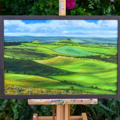 DSC_0007 View of Woodborough Hill, Wiltshire, original acrylic on stretched canvas