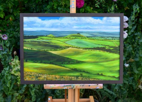 DSC_0007 View of Woodborough Hill, Wiltshire, original acrylic on stretched canvas