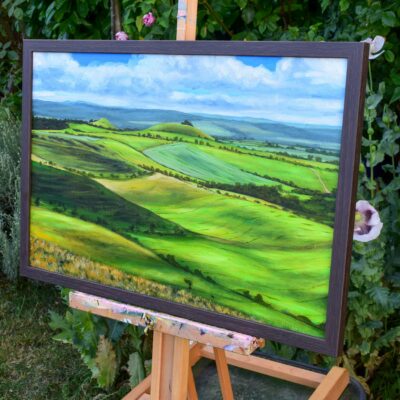 DSC_0009 View of Woodborough Hill, Wiltshire, original acrylic on stretched canvas