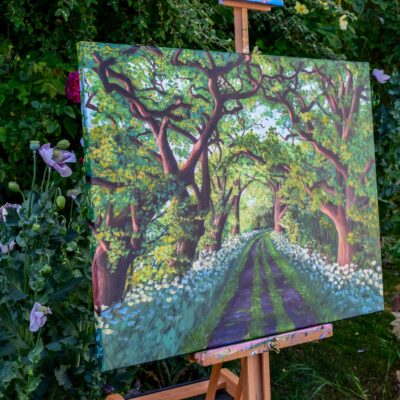 DSC_0018 Avenue of Oaks at Sunset, original acrylic on stretched canvas