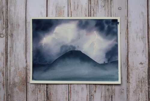 DSC_0018 Thunderstorm Over Silbury Hill, original watercolour