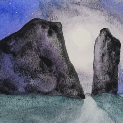 DSC_0018 Cove Stones Moonrise, original watercolour