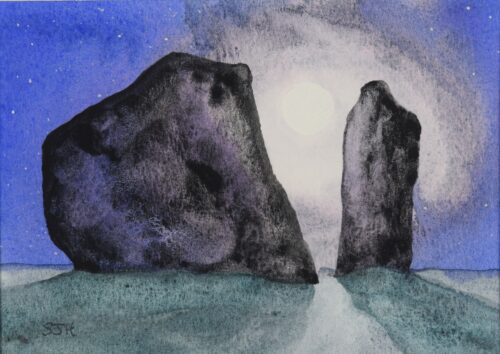 DSC_0018 Cove Stones Moonrise, original watercolour