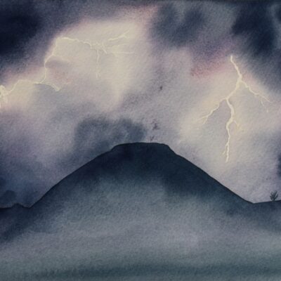 DSC_0019 Thunderstorm Over Silbury Hill, original watercolour