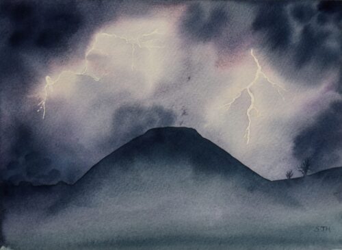 DSC_0019 Thunderstorm Over Silbury Hill, original watercolour
