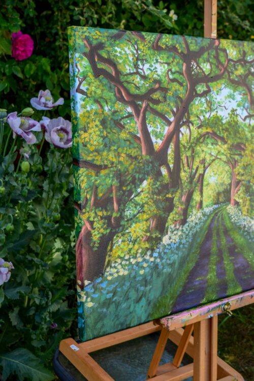 DSC_0019 Avenue of Oaks at Sunset, original acrylic on stretched canvas