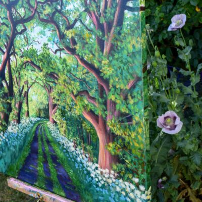 DSC_0020 Avenue of Oaks at Sunset, original acrylic on stretched canvas