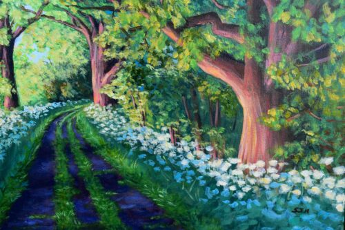 DSC_0022 Avenue of Oaks at Sunset, original acrylic on stretched canvas