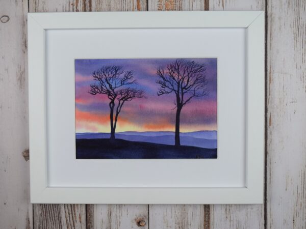 Roundway Sunset 2, original watercolour