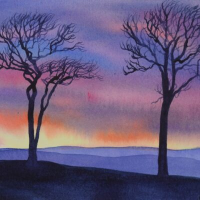 DSC_0023 Roundway Sunset 2, original watercolour