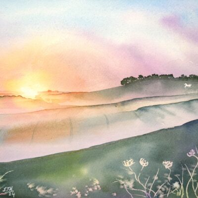 DSC_0028 Misty Sunrise at Cherhill Down, giclée print on paper