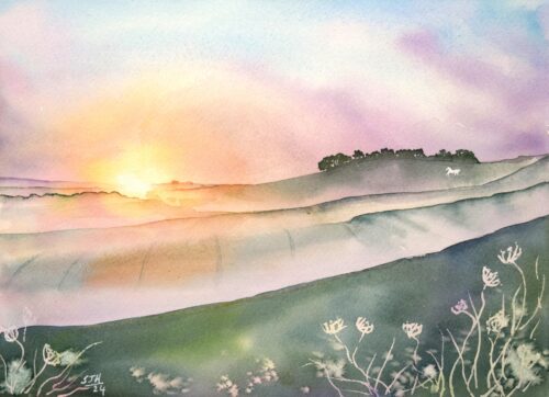 DSC_0028 Misty Sunrise at Cherhill Down, giclée print on paper
