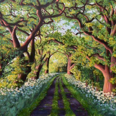 DSC_0029 Avenue of Oaks at Sunset, original acrylic on stretched canvas