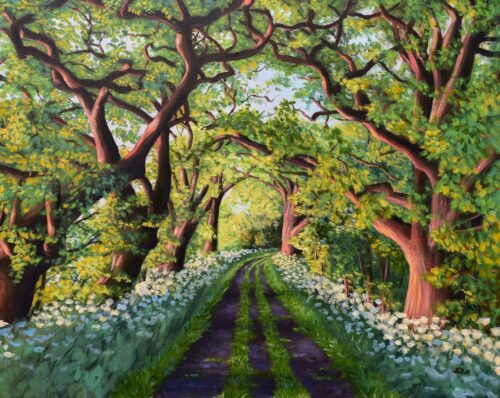 DSC_0029 Avenue of Oaks at Sunset, original acrylic on stretched canvas