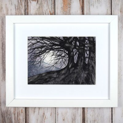 Avebury Beeches by Moonlight, small original watercolour