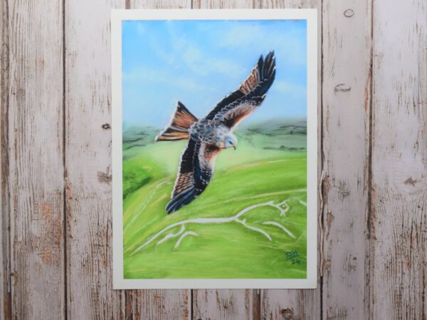 DSC_0030 Red Kite Over Uffington White Horse, giclée print on paper
