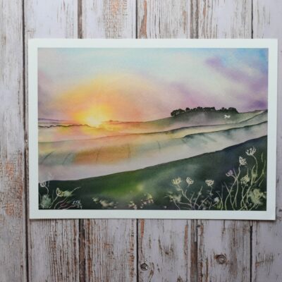 DSC_0035 Misty Sunrise at Cherhill Down, giclée print on paper