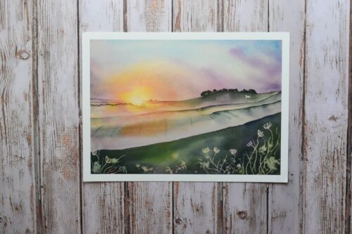 DSC_0035 Misty Sunrise at Cherhill Down, giclée print on paper