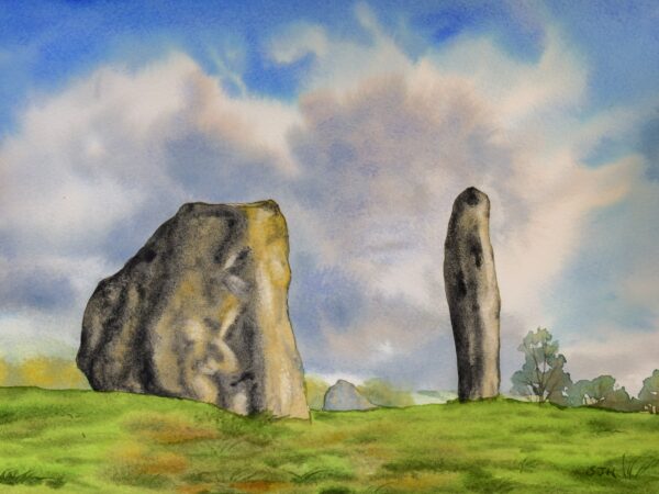 Storm Clouds Over the Cove Stones, Avebury, original watercolour