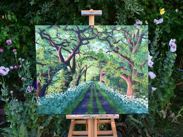 DSC_0100 Avenue of Oaks at Sunset, original acrylic on stretched canvas