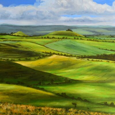 DSC_0205 View of Woodborough Hill, Wiltshire, original acrylic on stretched canvas