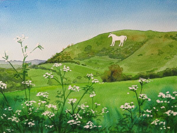 IMG_1594 Westbury White Horse in Spring, original watercolour