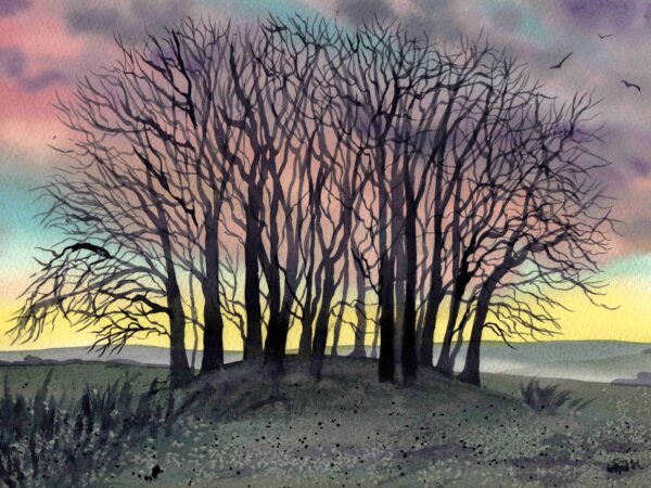 Frosty Dawn on Overton Hill, giclée print on paper