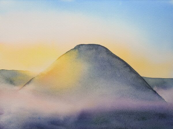 Summer Solstice Sunrise at Silbury Hill, Avebury, original watercolour