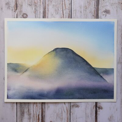 DSC_0002 (2) Summer Solstice Sunrise at Silbury Hill, Avebury, original watercolour