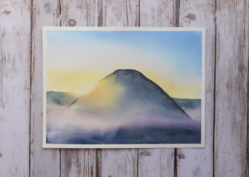 DSC_0002 (2) Summer Solstice Sunrise at Silbury Hill, Avebury, original watercolour