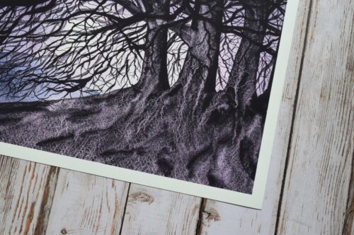 Avebury Beeches by Moonlight, giclée print on paper