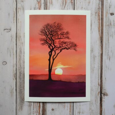 DSC_0004 Winter Sunset at Roundway Down, giclée print on paper, Wiltshire landscape painting