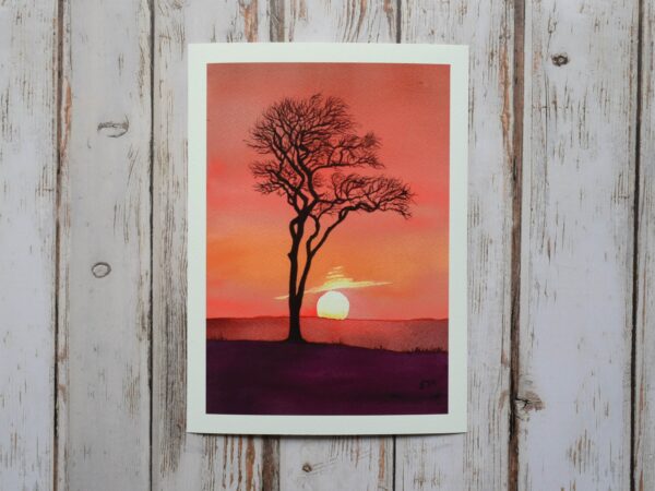 DSC_0004 Winter Sunset at Roundway Down, giclée print on paper, Wiltshire landscape painting
