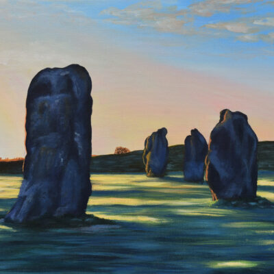 DSC_0006 (3) Avebury Sunrise, Wiltshire, original acrylic on stretched canvas, unframed, 16x12 inches